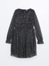 LC Waikiki Crew Neck Glittering Girl Dress